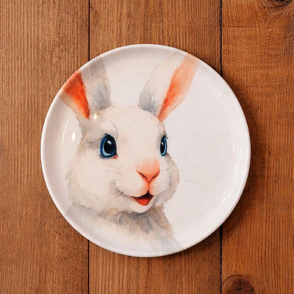 Prato Parede Decorativo Com Suporte Coelho Páscoa De 21,5cm