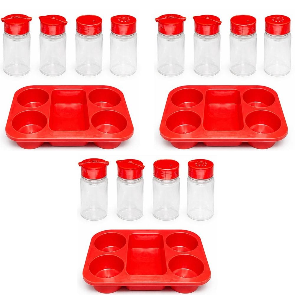 Kit 3 Porta Condimentos para Restaurantes e Lanchonetes 4 Frascos