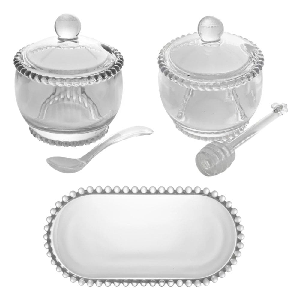 Kit Meleira + Açucareiro + Travessa de Cristal Pearl Wolff