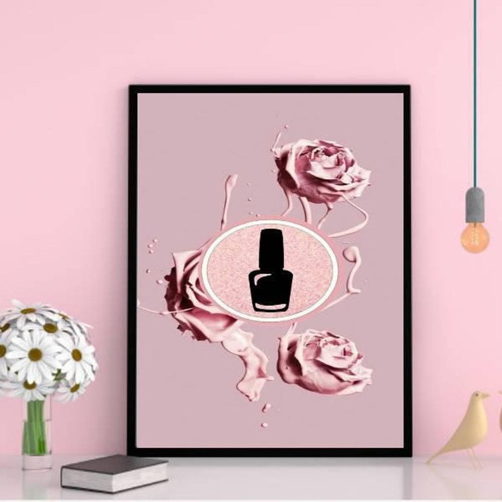 Quadro Decorativo Esmalte Com Flores 45X34Cm