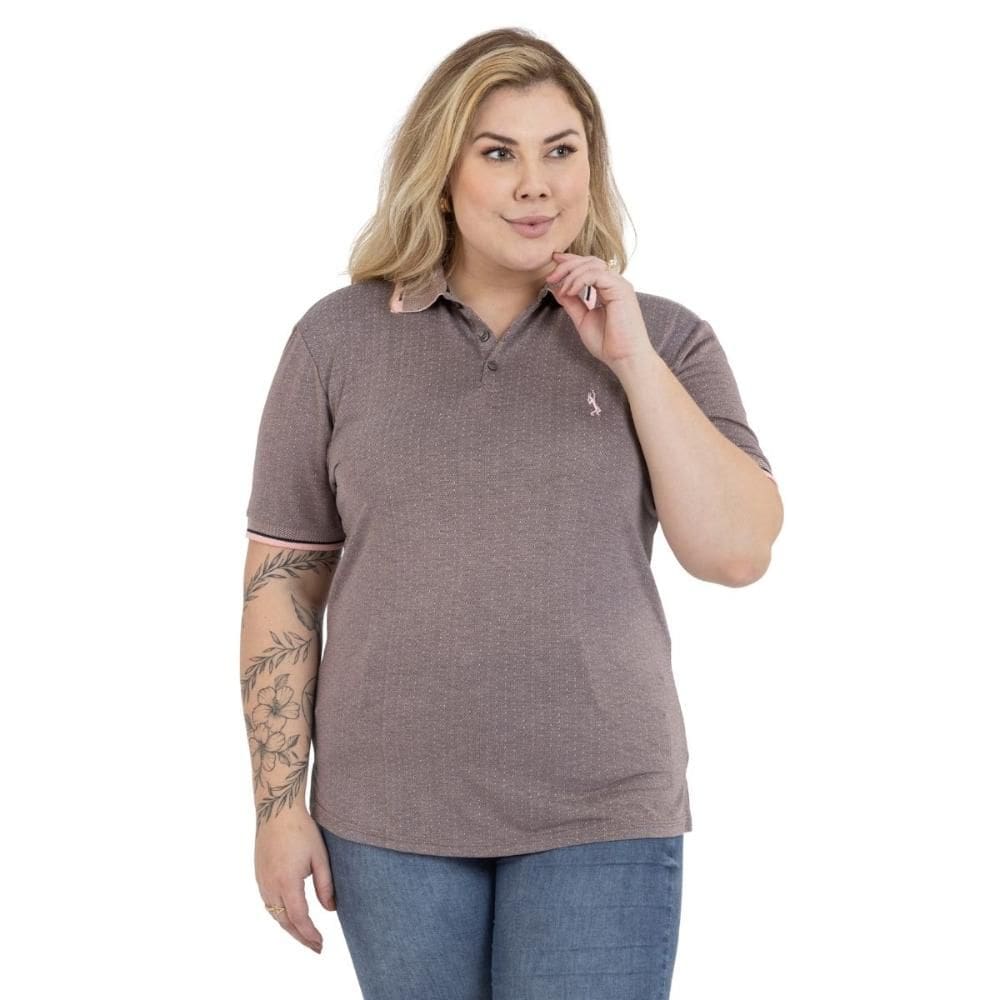 Camisa Polo Plus Size Feminina Botões Dia a Dia Trabalho
