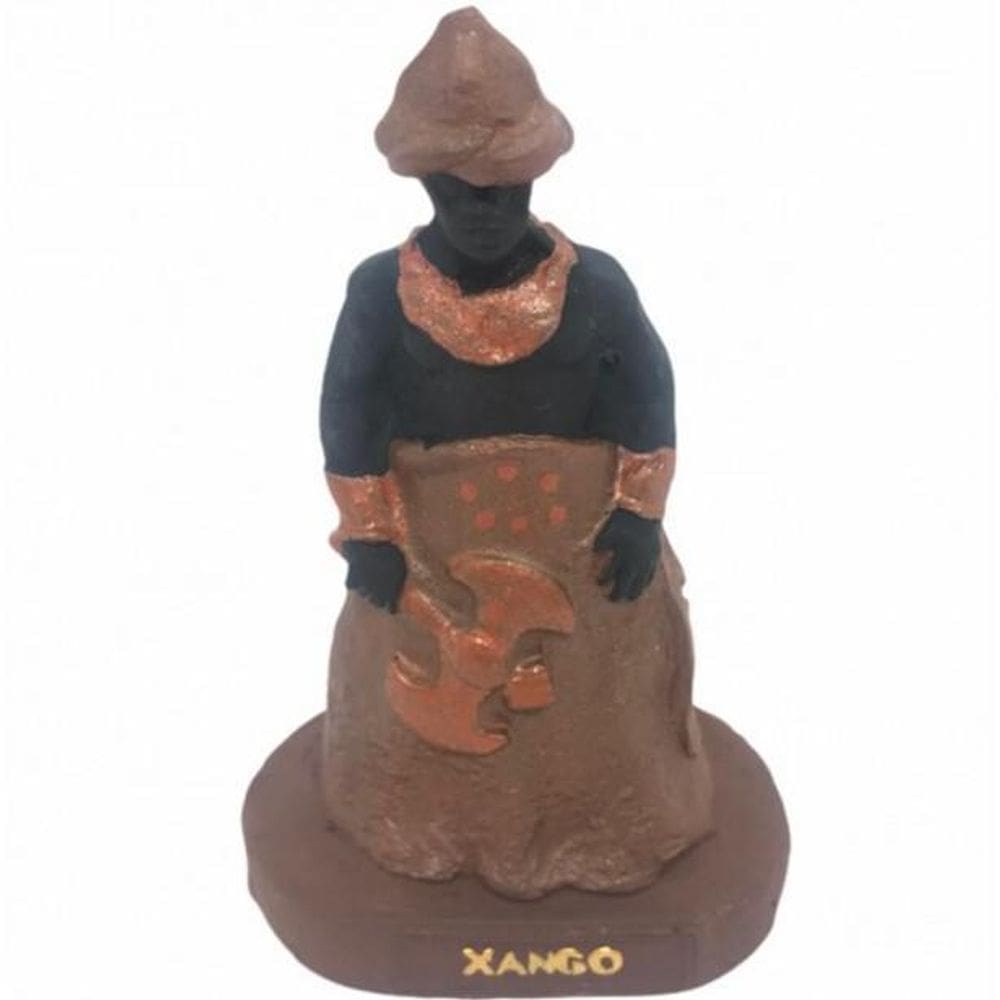 Escultura Xangô Marrom 10 Cm Em Resina
