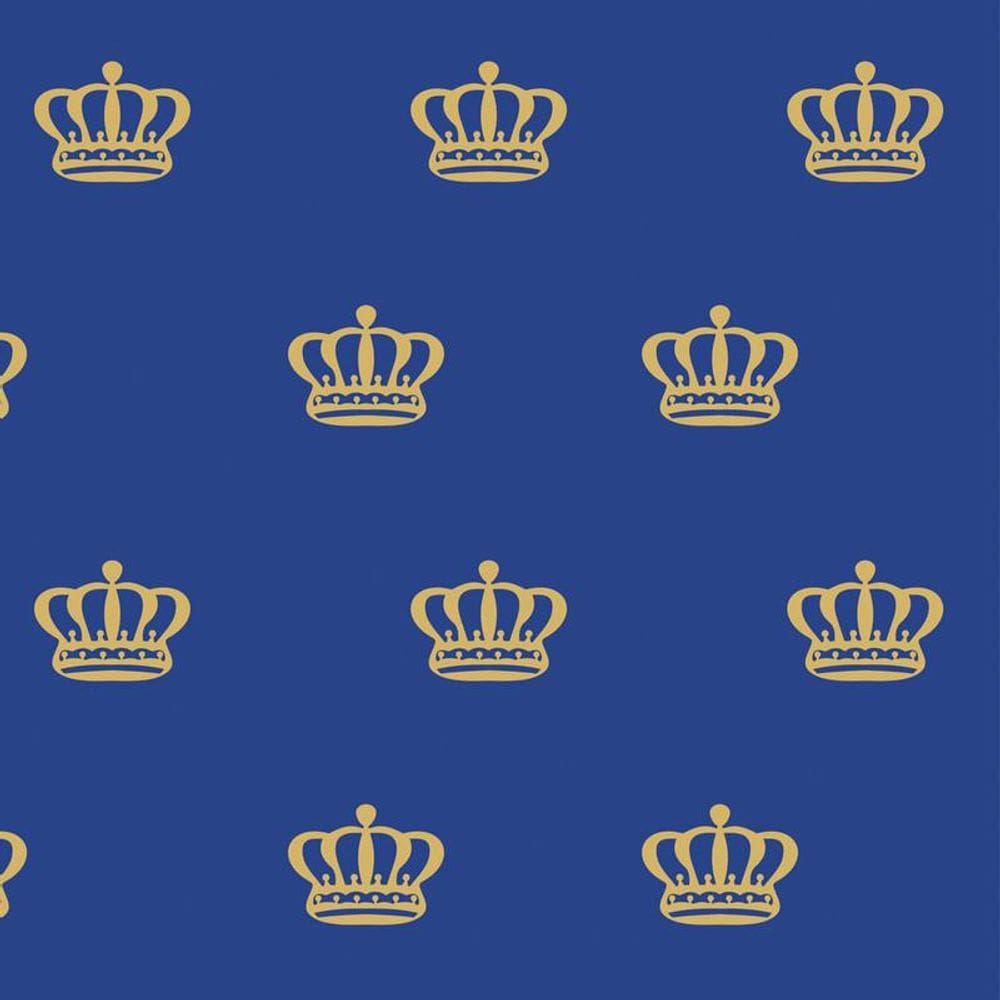 Papel De Parede Azul Escuro E Coroa Dourada Autocolante Sala