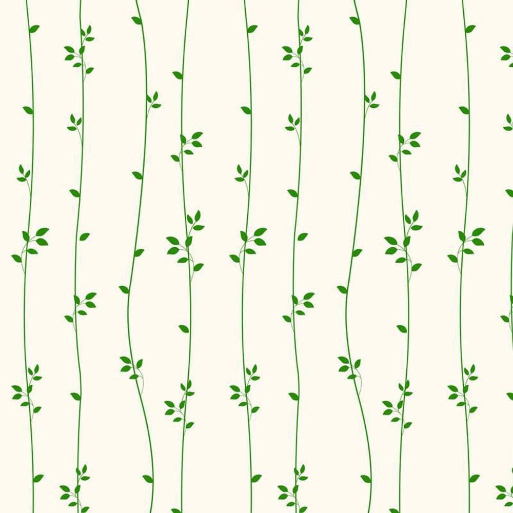Papel De Parede Linhas Com Folhas Verde Adesivo Sala Quarto