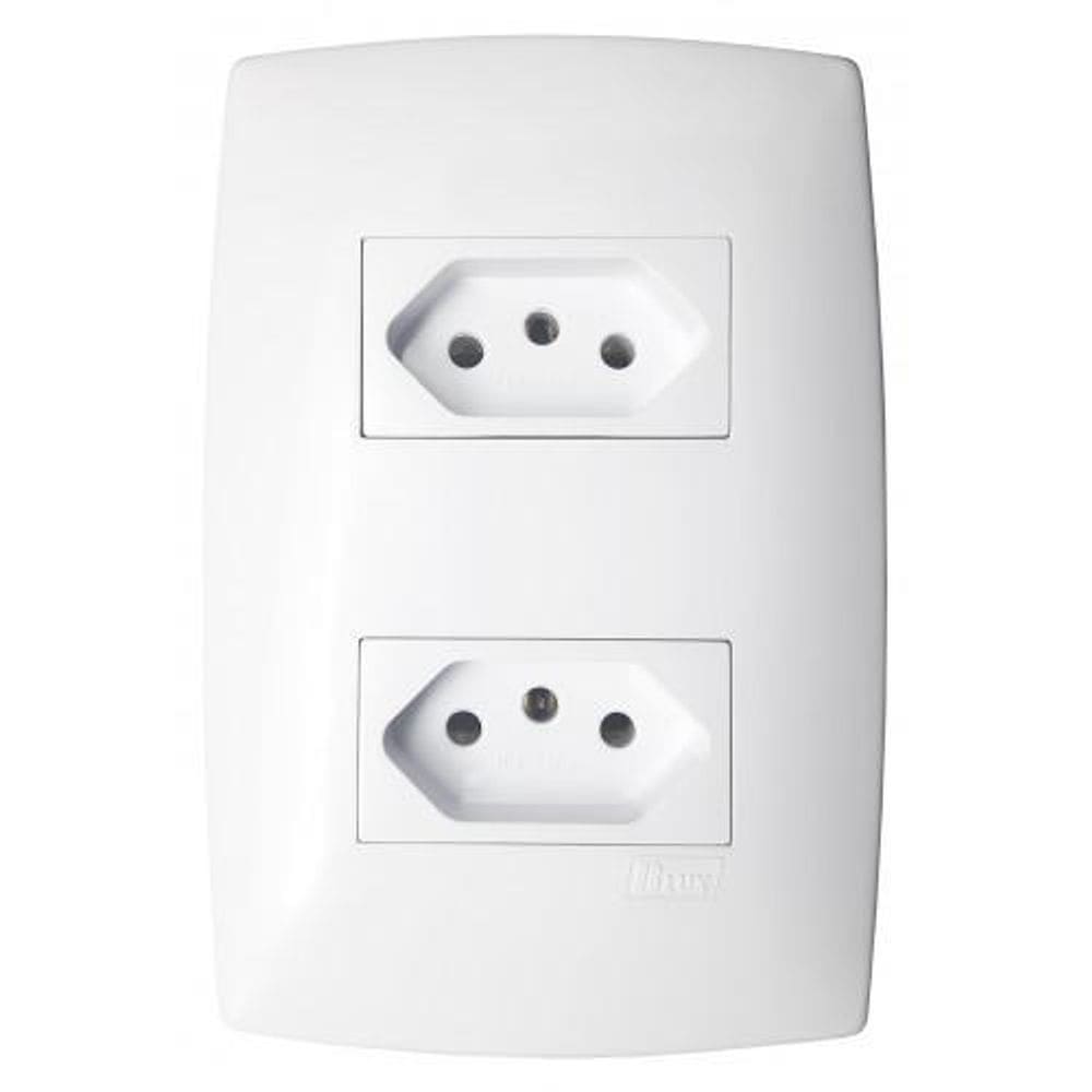 Conjunto Tomada Dupla 20A 4X2 - Blux Home Branco-Bh10461-2Br