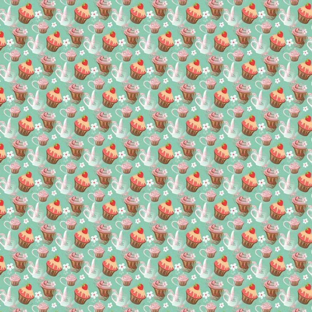Papel Parede Verde Claro Cupcake Festa Autocolante Cozinha
