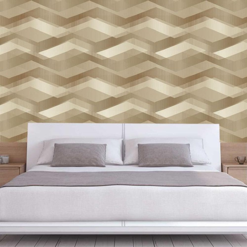 Papel De Parede Figuras Horizontais Geométrica Marrom Claro