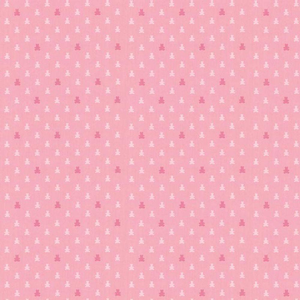 Papel De Parede Ursinhos Com Fundo Rosa Adesivo Quarto Sala