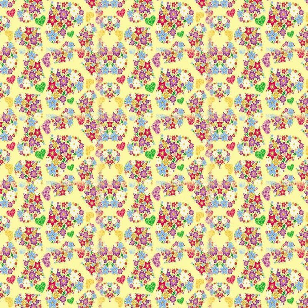 Papel De Parede Flores E Coração Adesivo Vinilico Quarto