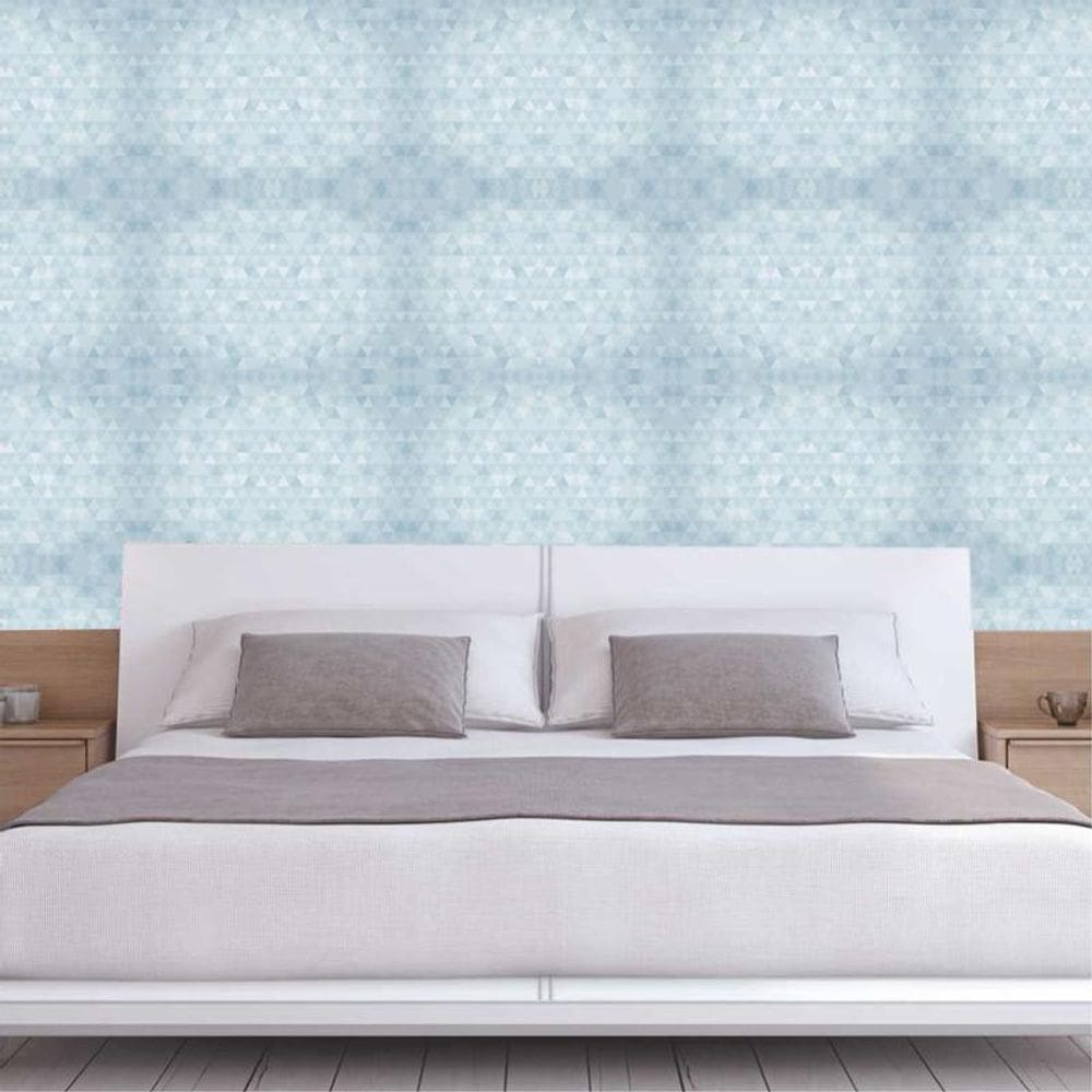 Papel Parede Triângulos Geométrico Azul Autocolante Lavável