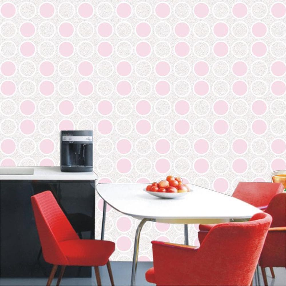 Papel De Parede Círculos Rosa Claro Geométrico Autocolante