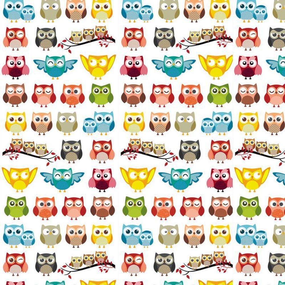 Papel De Paredes Corujinhas Coloridas Adesivo Decorativo