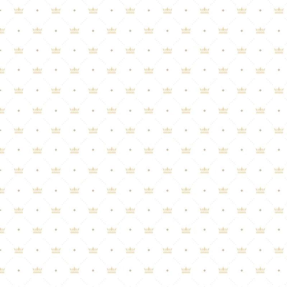 Papel De Parede Branco Com Coroa Dourada Infantil Adesivo