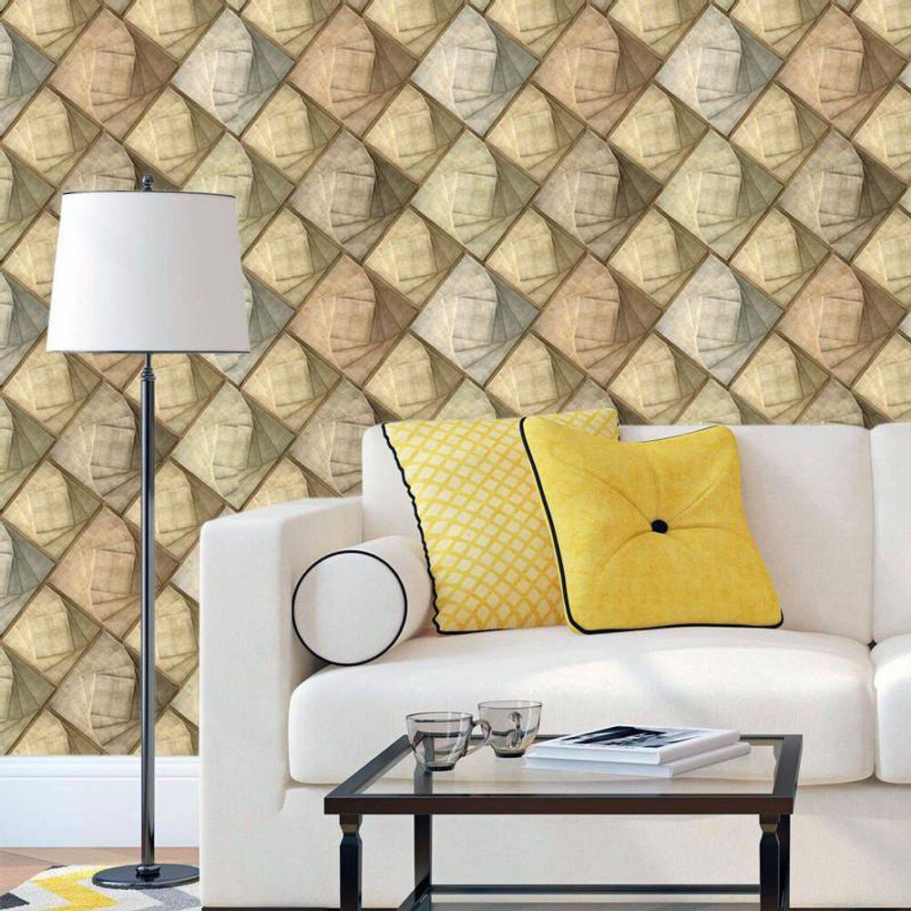 Papel Parede Madeira Desenhos Quadrados Relevo Autocolante