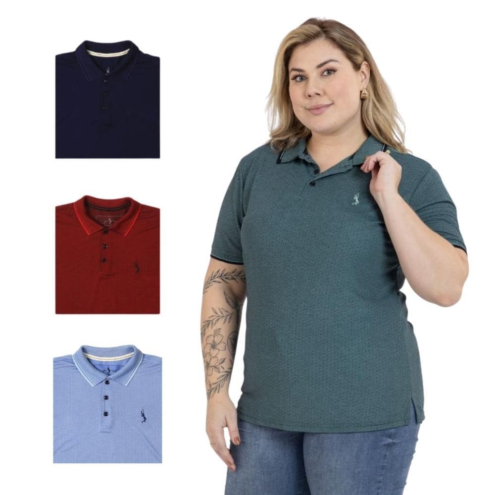 Kit 4 Camisa Polo Feminina Plus Size Casual Elegante