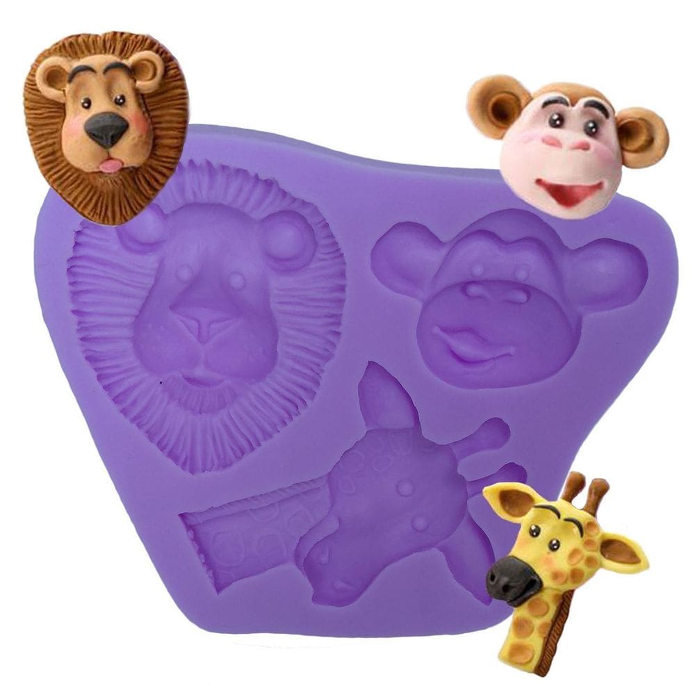 Molde Safari Zoológico Silicone Decoração Confeitaria