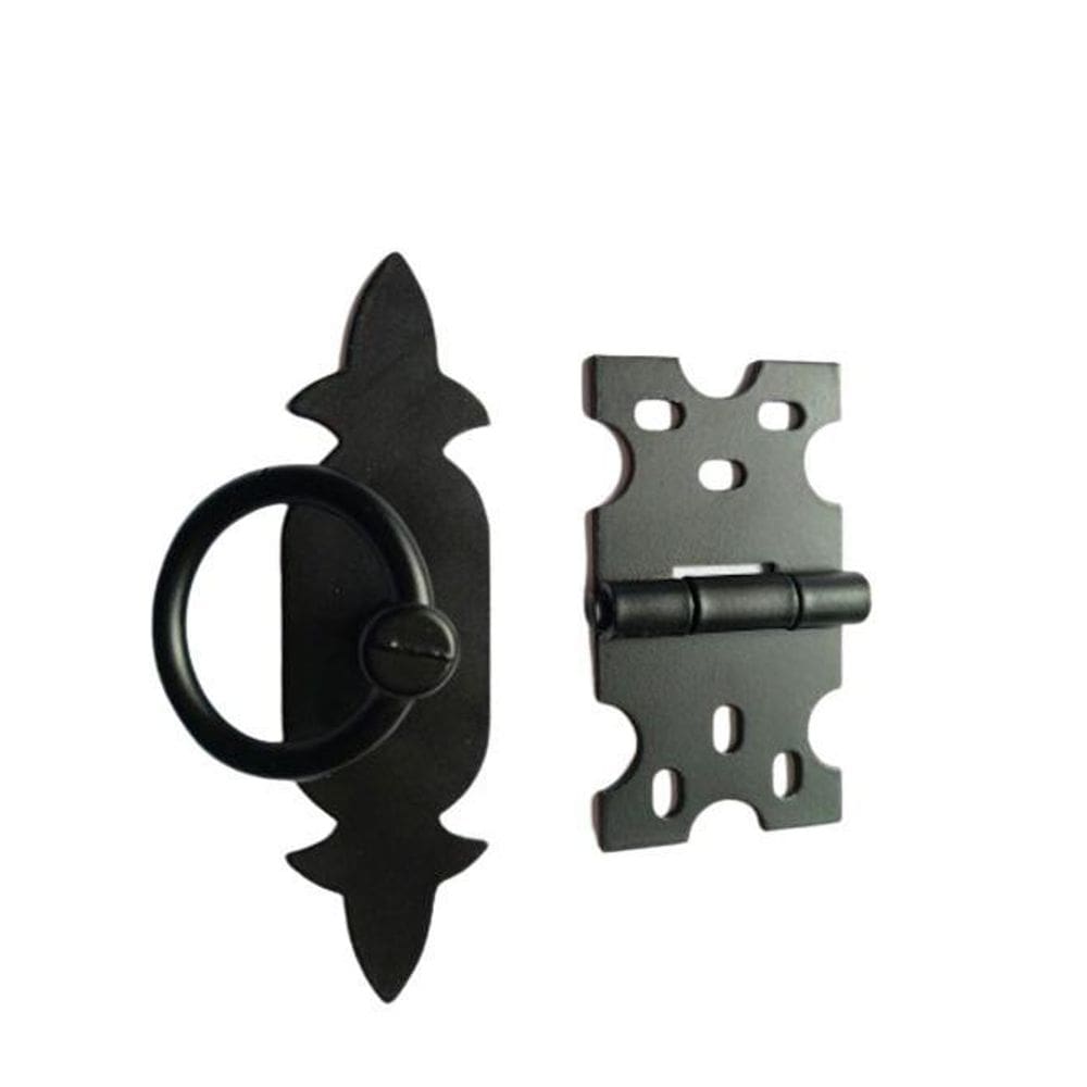 Kit 1 Puxador Chapa Rustica + 7 Dobradiças Mexicana Preto