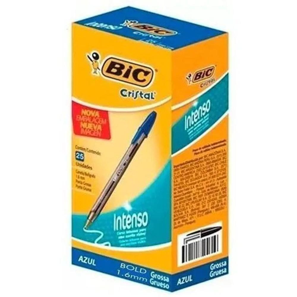 Bic Cristal Bold: Caneta Azul 1.6Mm - Caixa Com 25 Und