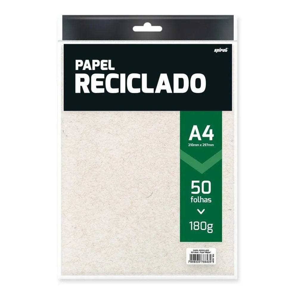 Papel A4 180G Reciclado Spiral: 50 Folhas Firme E Ecológic