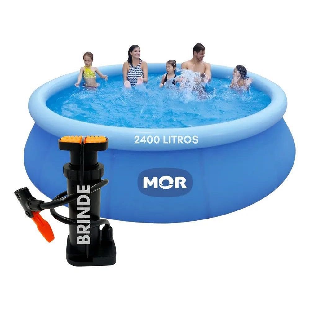 Piscina Inflável 2400L Família Com Bomba Manual