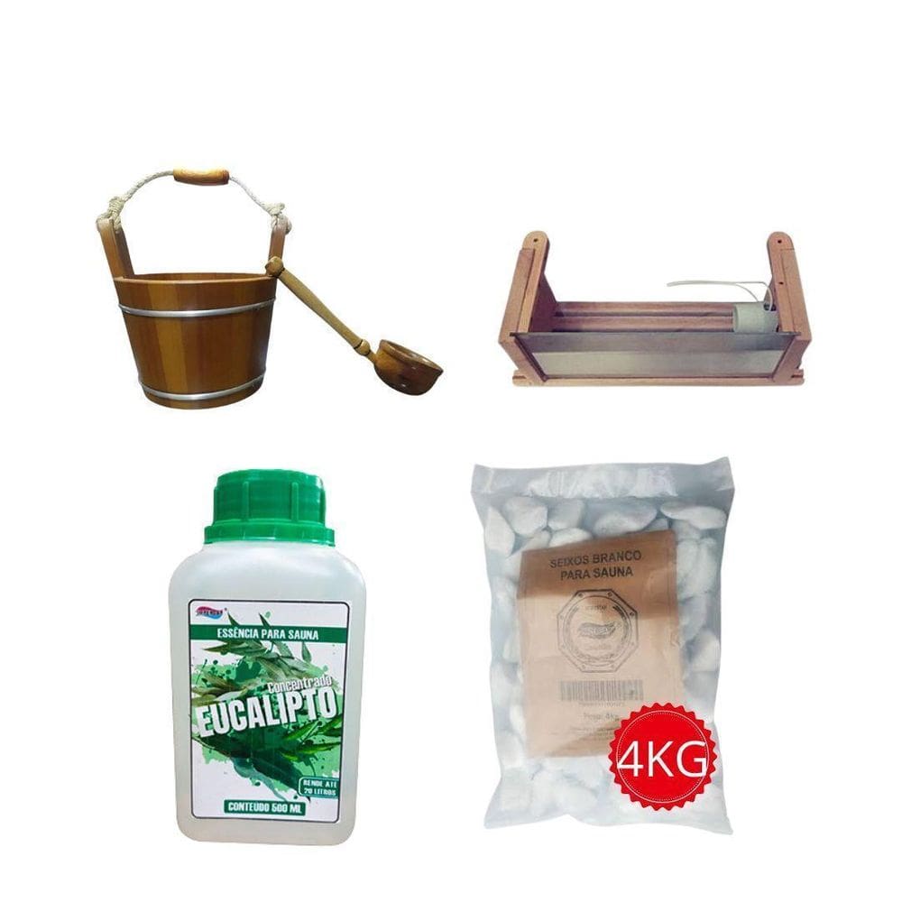 Kit Para Sauna Seca Impercap Balde+Luminaria+Pedras+Essencia