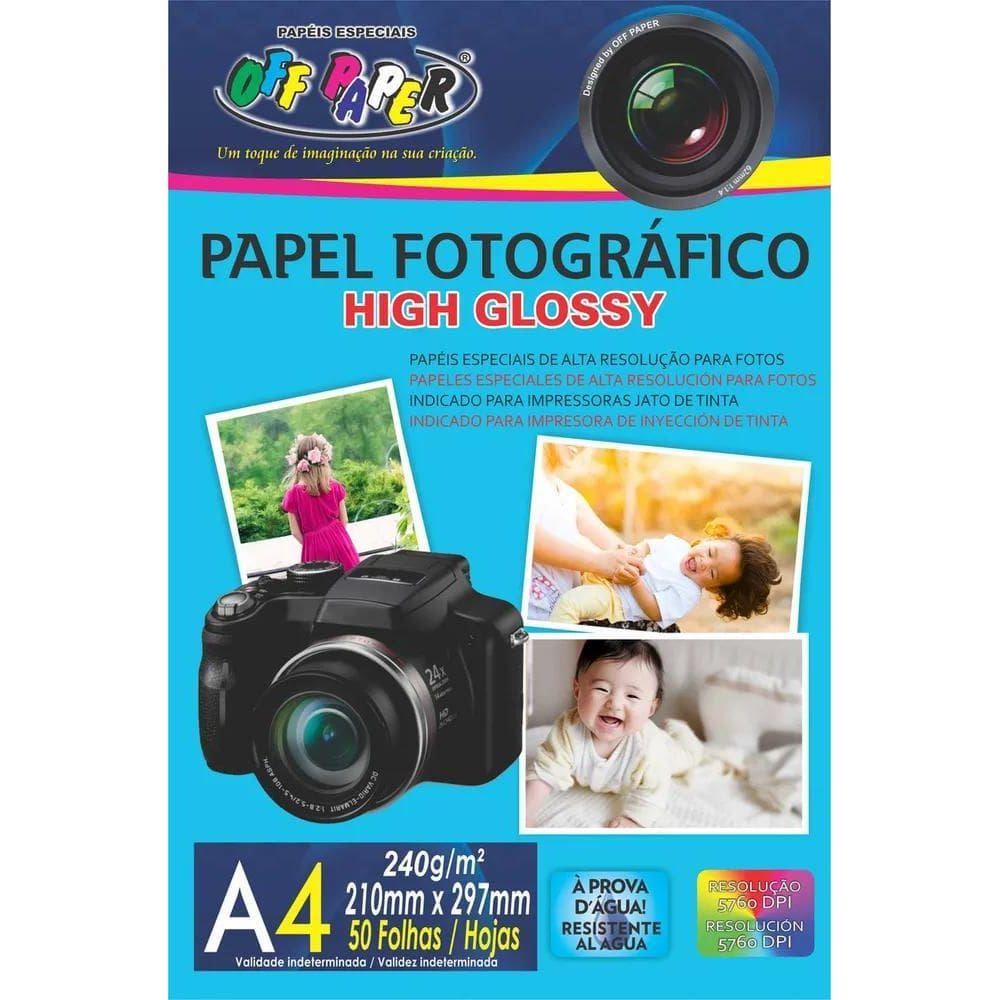 Papel Fotográfico A4 240G Glossy 50 Folhas - Off Paper
