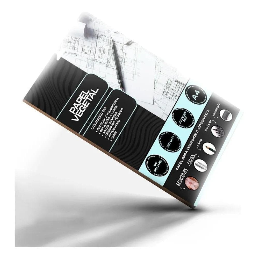 Papel Vegetal A4 180G Translúcido 50 Folhas Laser