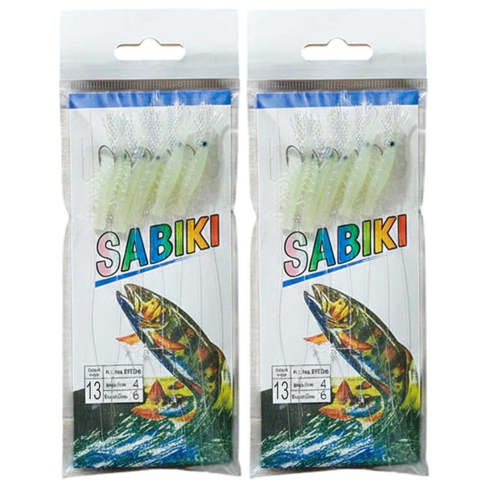 Isca Artificial Kit 2 Uni Sabiki Pesca Camarao Fluorescente Robalo Lambari Tucunare Pescaria Mar Açude Rio Lago