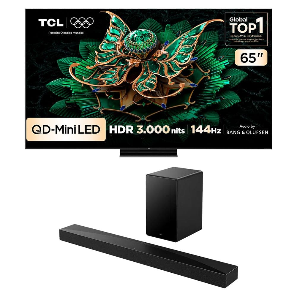 Combo Smart TV TCL 65 QLED Mini LED 4K C7K WiFi 144Hz 65C7K e Soundbar TCL Subwoofer 5.1 Q65H