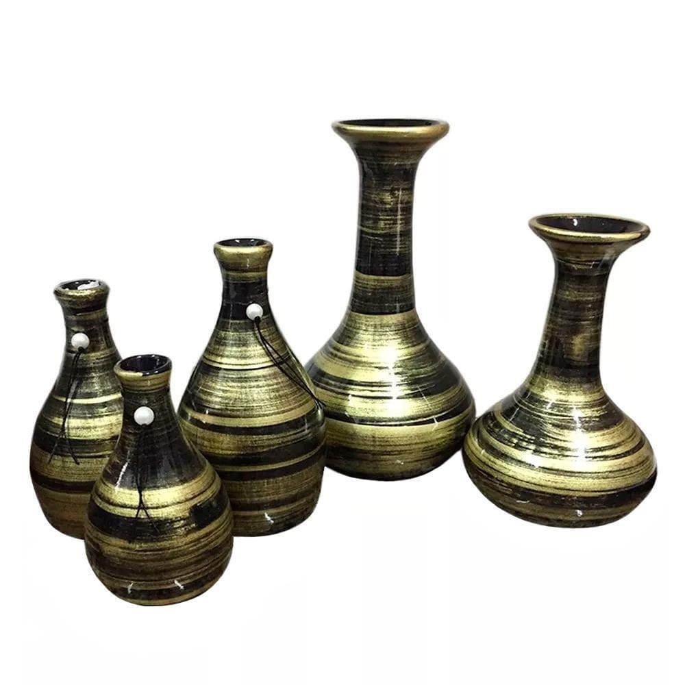 Jogo De Vasos Par Long Pipe E Trio De Garrafas Black Gold