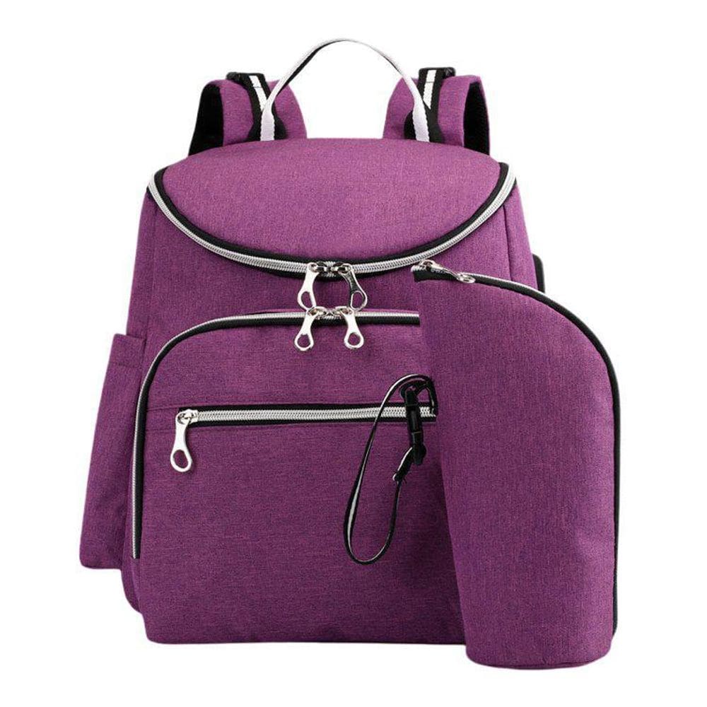 Mochila Maternidade Usb + Trocador + Porta Mamadeira Lilás