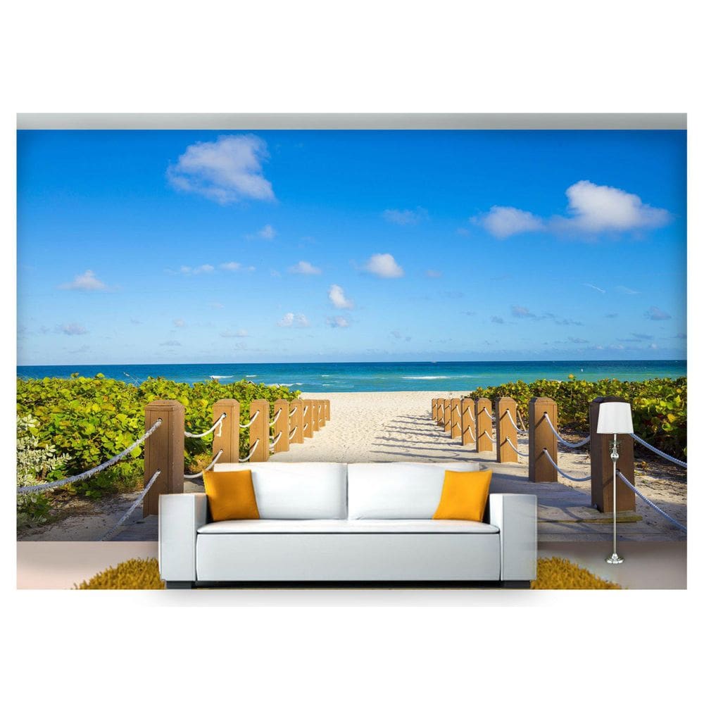 Papel De Parede Estrada Caminho Praia Mar 3D 6M² Nes094