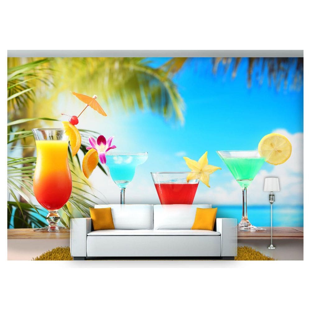 Papel De Parede Drinks Bebidas Praia Verão 3D Al114