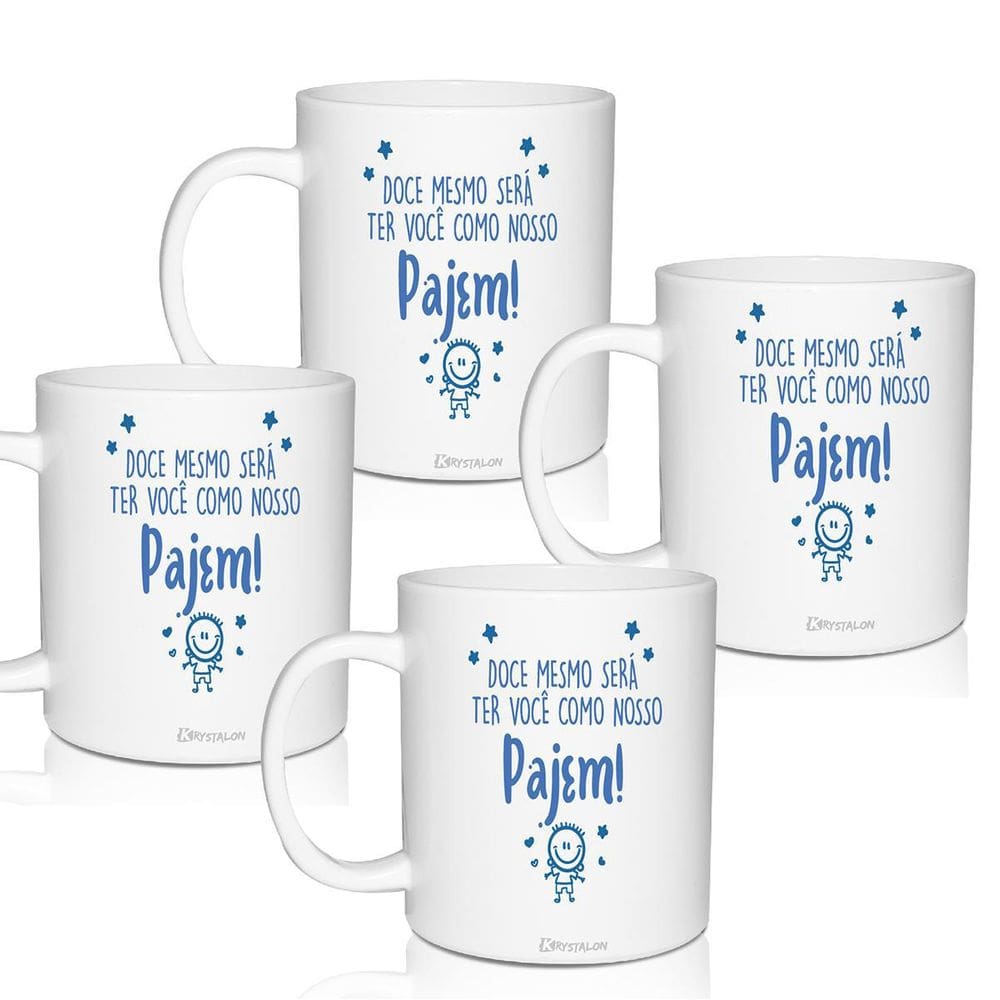 Kit 4 Canecas Convite Para Pajem - Produto Personalizado