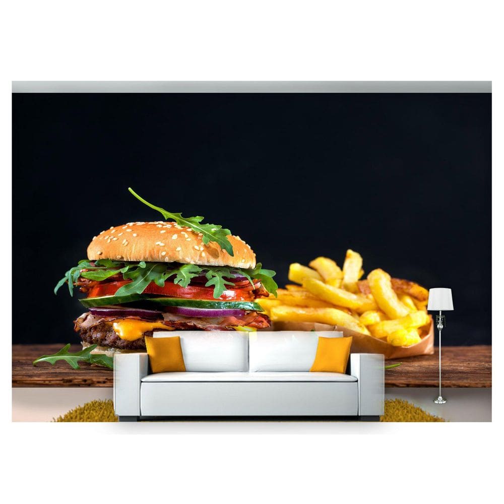 Papel De Parede Hamburguer Lanche Gourmet 3D Al124