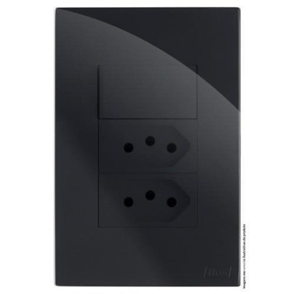 Kit Interruptor + Tomada Dupla 10A 4X2 Brg11363-8Bk