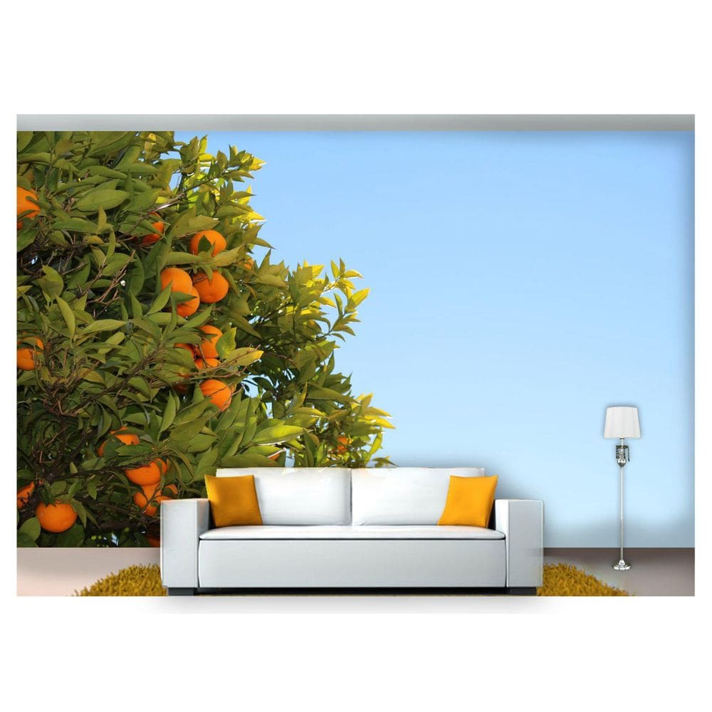 Papel De Parede Frutas Cítricas Pé De Laranja  Al221