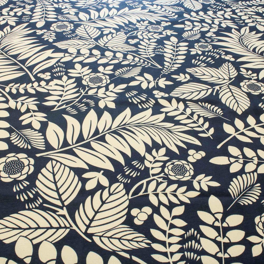 Tecido Decoração Estampado Folhas 1,42 Mt Largura Marinho