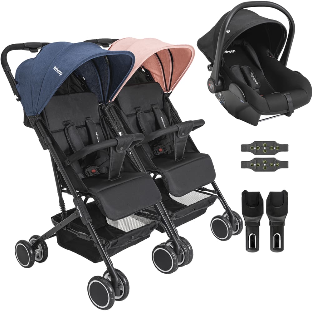 Carrinho Kiddo para Gemeos com Bebe Conforto Colinho Mascote Casal