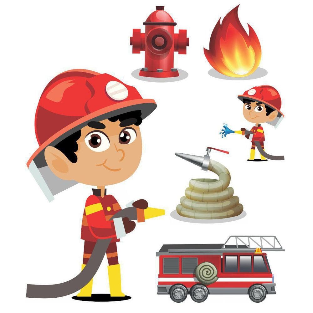 Kit Display Festa Bombeiro Moreno 6 Peças + Painel Grande