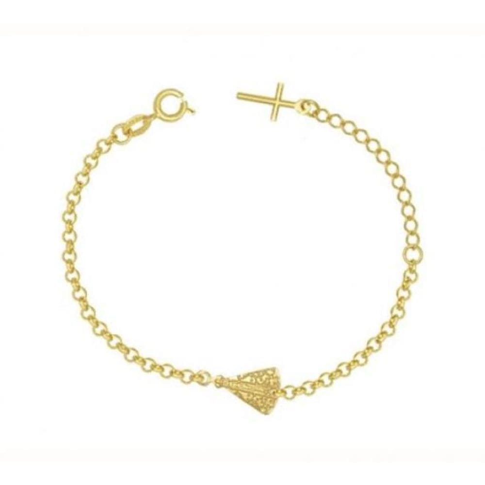 Pulseira Folheada N Sr Aparecida Alongador Com Cruz