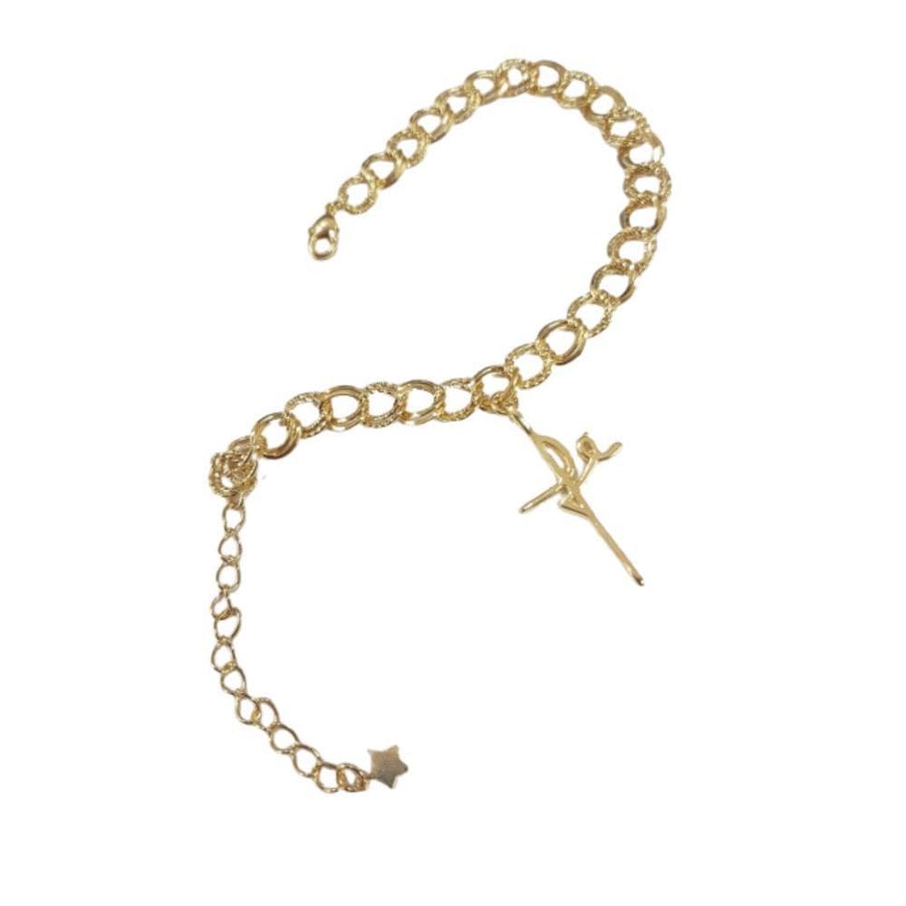 Pulseira Folheada Com Pingente Fé