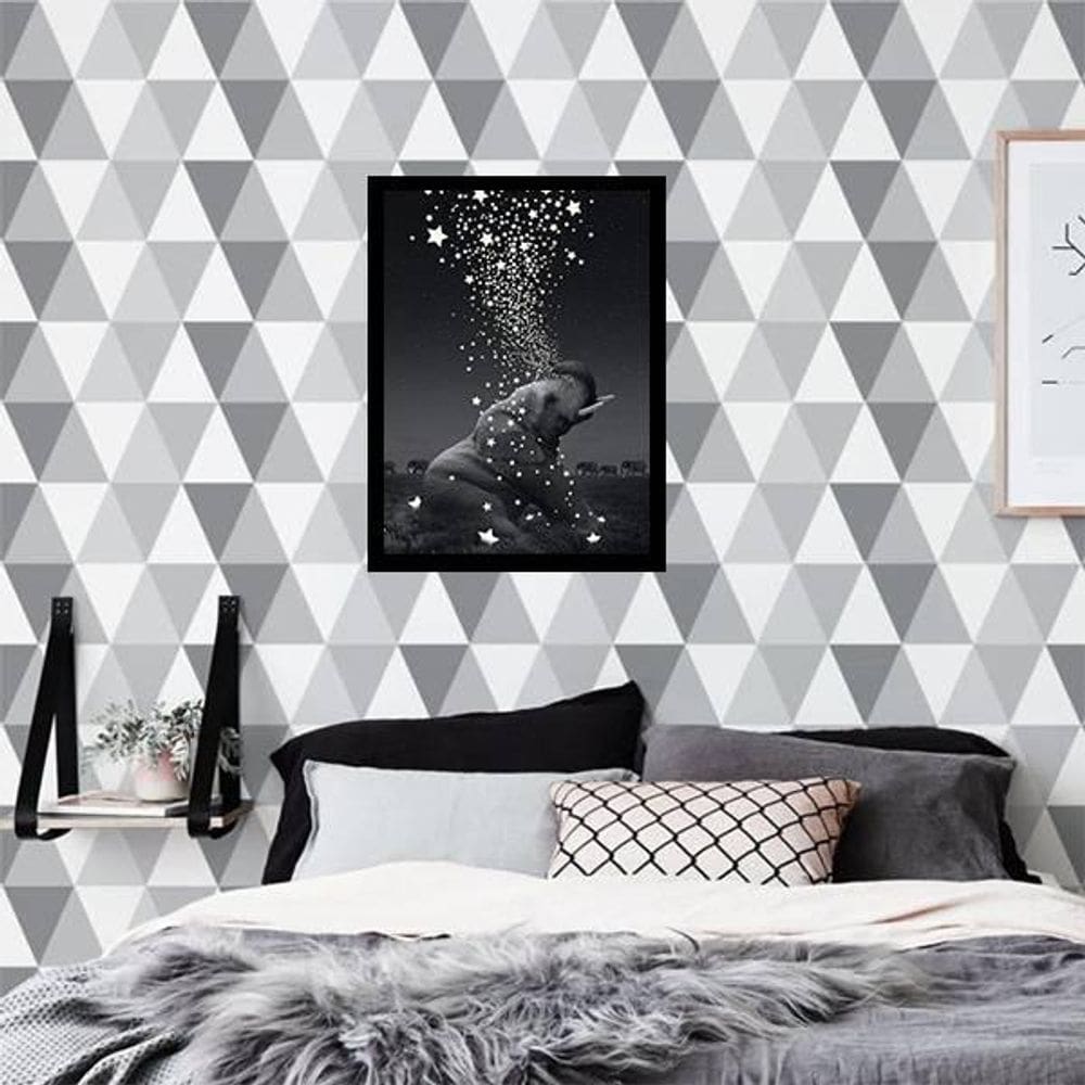 Quadro Decorativo Elefante Com Estrelas 34x23cm