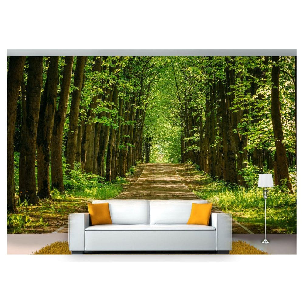 Papel De Parede Estrada Caminho Floresta 3D Nes101 3M²