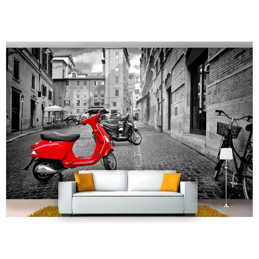 Papel De Parede Cidade Antiga Europa Vespa 3D 6M² Ncd199