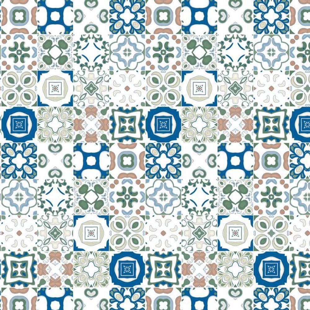 Papel De Parede Azulejo Branco E Azul Adesivo Cozinha Pia