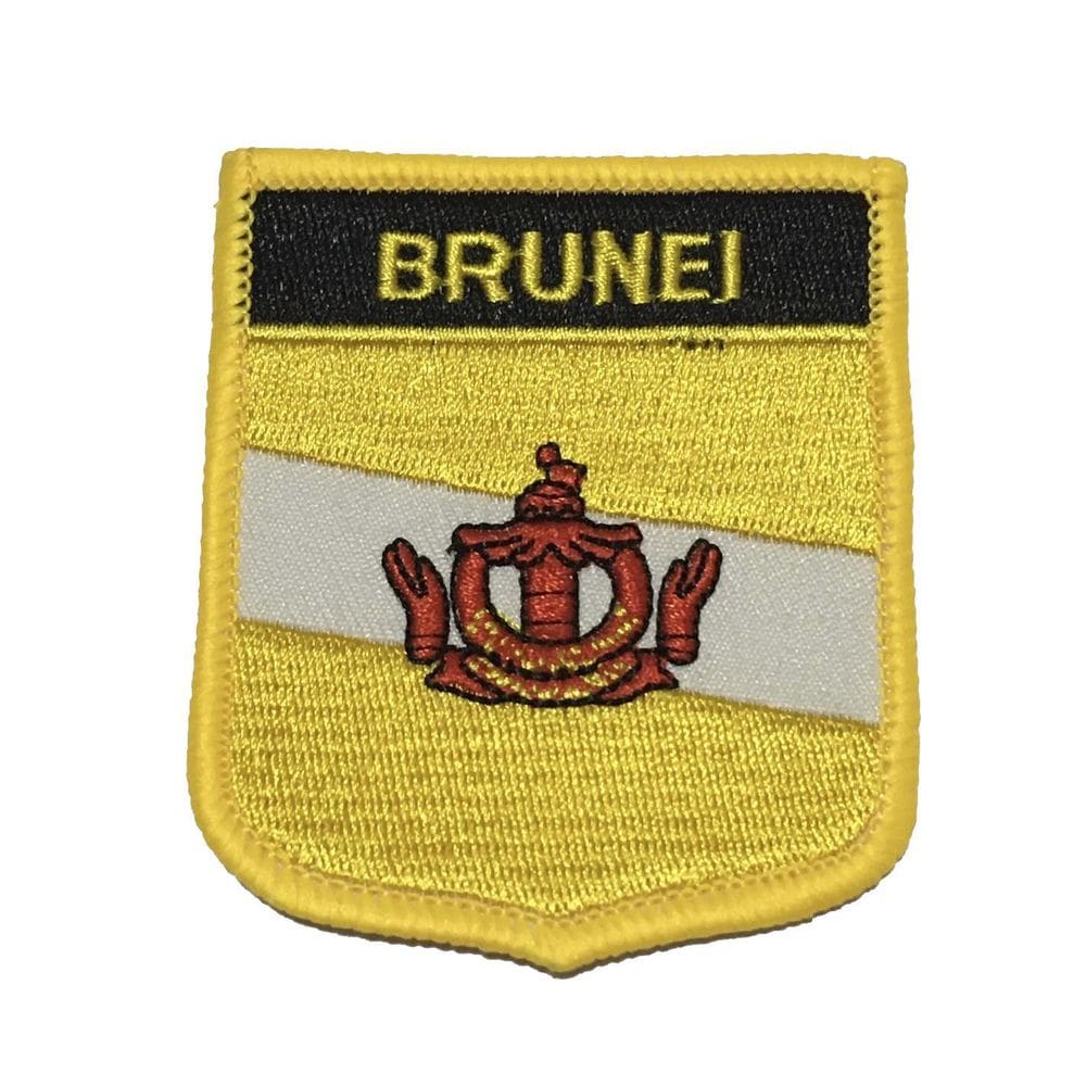 Patche Aplique Bordado Escudo Da Bandeira De Brunei 6X7 Cm