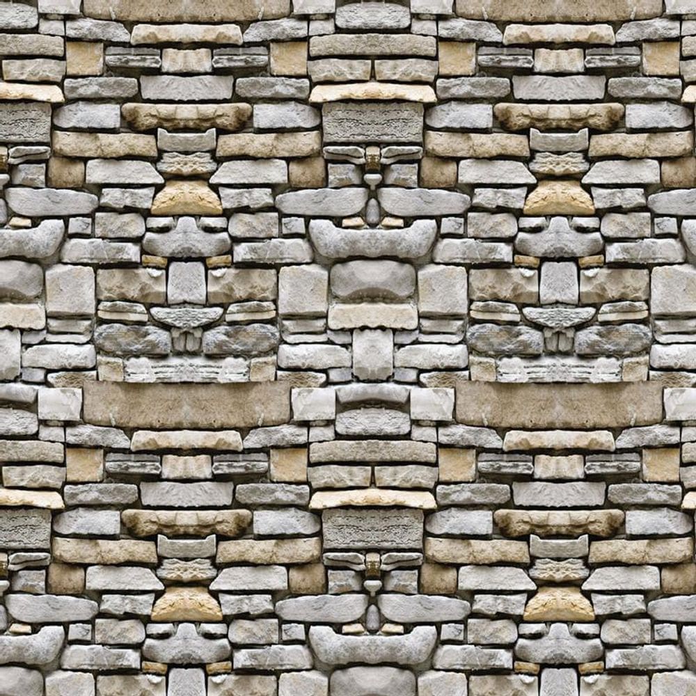 Papel De Parede Pedra Tijolos Cinza Claro Adesivo Sala