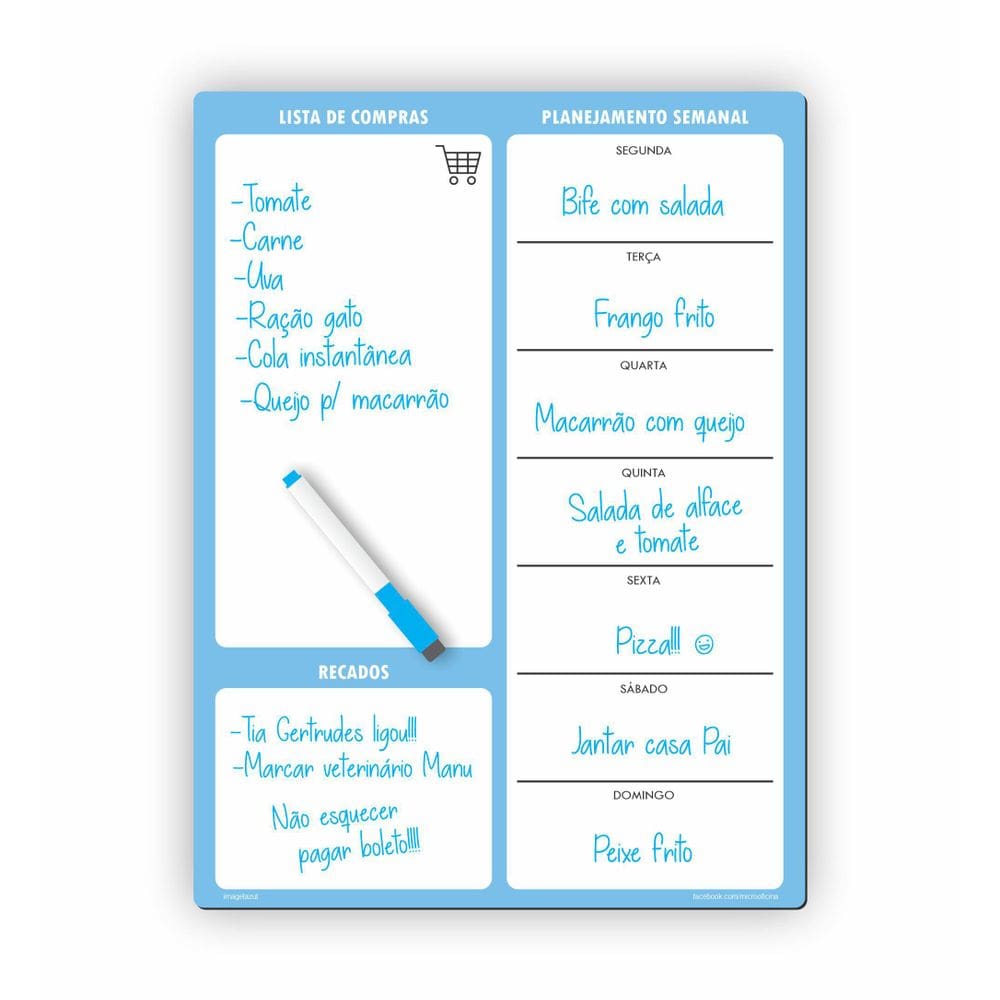 Ímã De Geladeira Porta Recados Azul