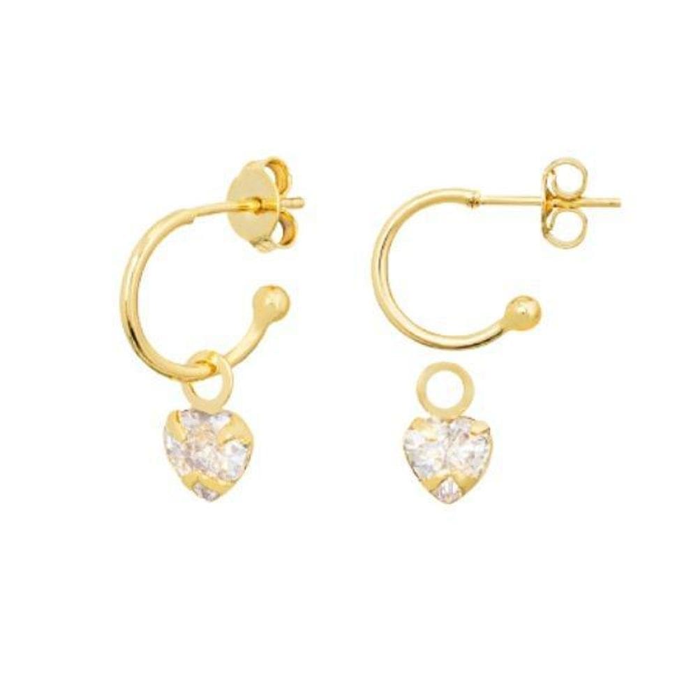 Brinco Argola Pingente De Coração Banhado A Ouro